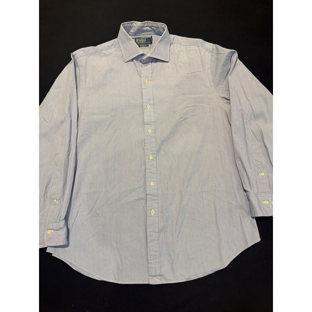 Polo Ralph Lauren Mens Custom Fit Blue Long Sleeve Shirt Mens Size 17